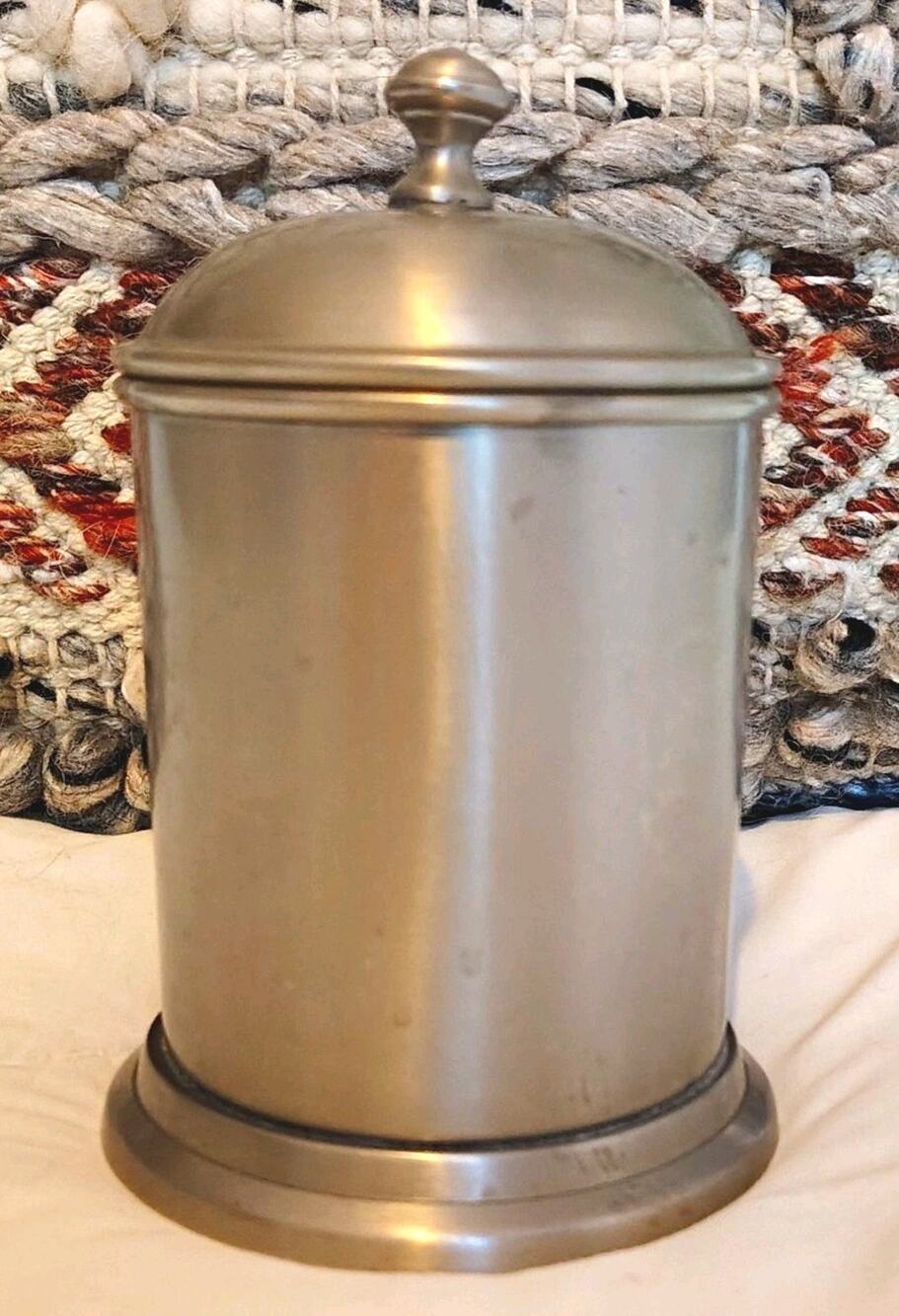 Vintage Mid Century Modern Pewter Canister Lidded Tea/Coffee Jar Metal[0